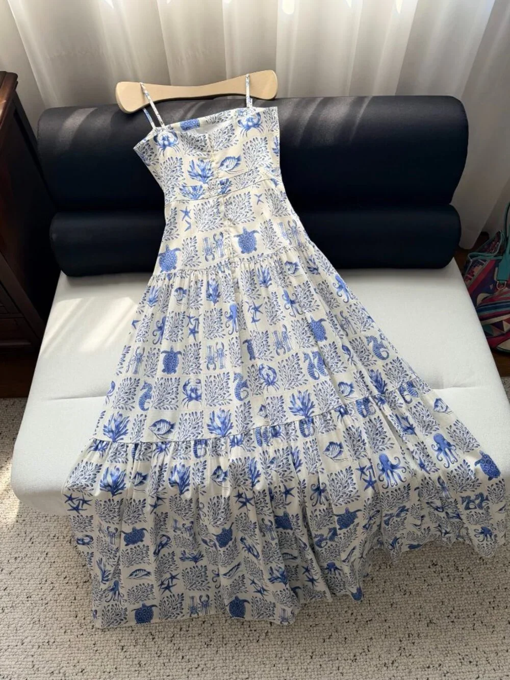 Agua by Agua Bendita Blue Marine Life Print Spaghetti Strap Maxi Dress - Picture 9 of 10